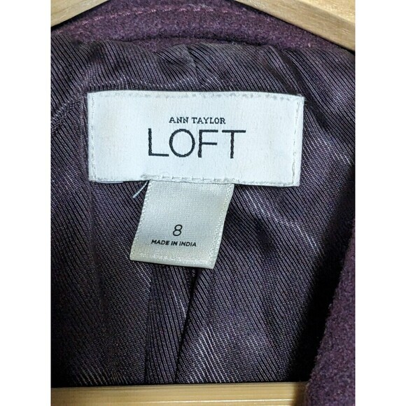 Ann Taylor Loft Purple Wool Peacoat Double Breasted Size 8 - Picture 3 of 6
